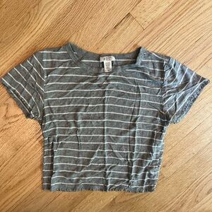 Gray Striped Cropped T-Shirt